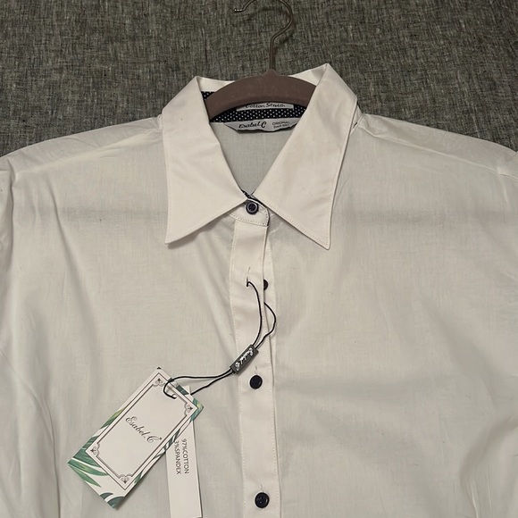 NWT White Button Down Blouse - Picture 2 of 8
